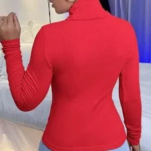 SHEIN | Tops | Red Form Fitting Long Sleeve Turtle Neck | Poshmark